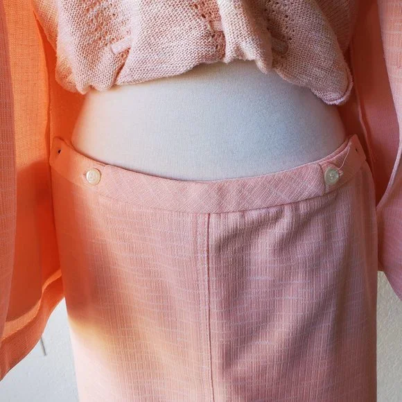 Koret California 70s Vintage 4 Piece Pant Skirt Suit Set Top Knit Polyester M/L - Picture 8 of 10